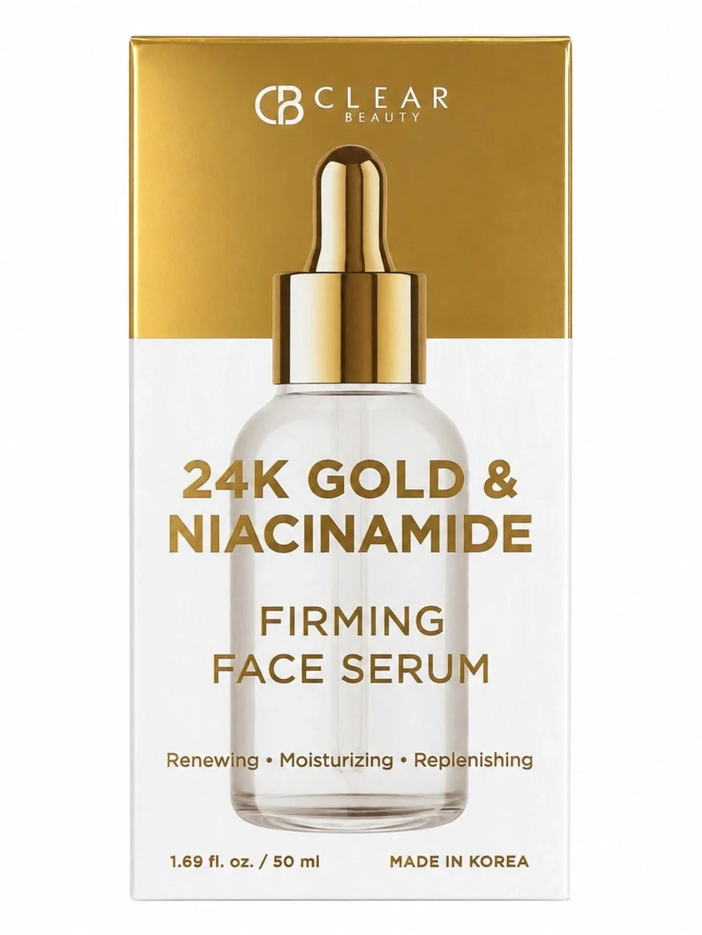 Clear Beauty 24K Gold Niacinamide Firming Face Serum 1.69 oz 50ml New in Box